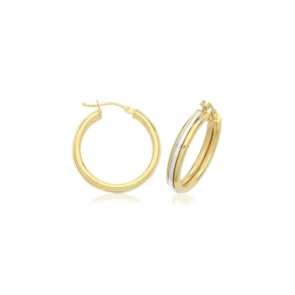 9ct Mixed Gold Hinged Hoop Earrings 375 Hallmarked 10mm - 20mm Diameter