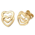 Double Heart Stud Earrings 9ct Yellow Gold 375 Hallmarked Brand New Boxed