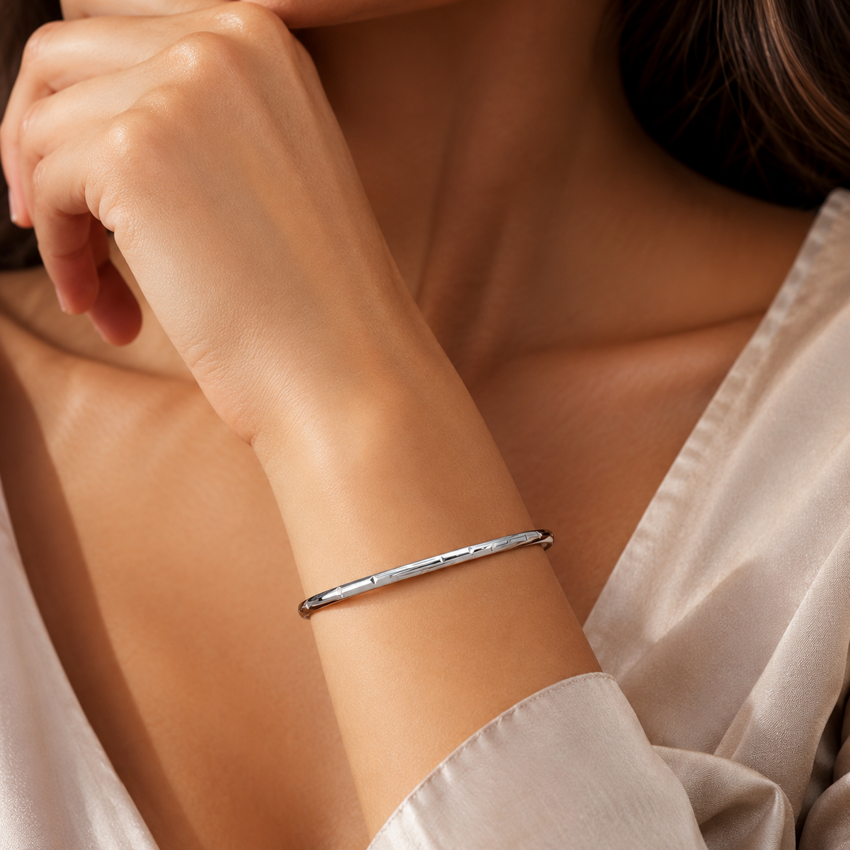 Thin DC Bangle Sterling Silver 925 Hallmarked British Made Brand New