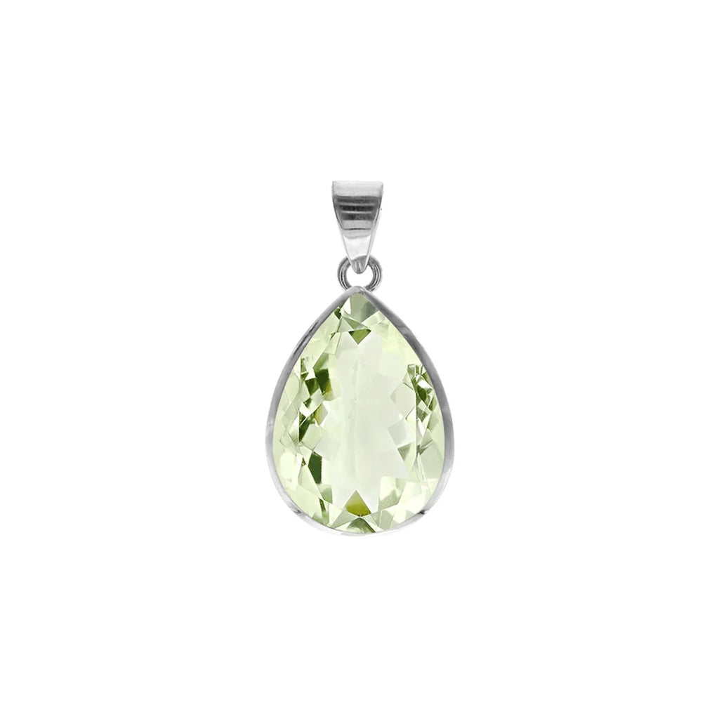Teardrop Green Amethyst Pendant Sterling Silver 925 Hallmarked All Chain Lengths