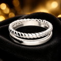 Double Band Ring Sterling Silver 925 Hallmarked British Made Size M - R