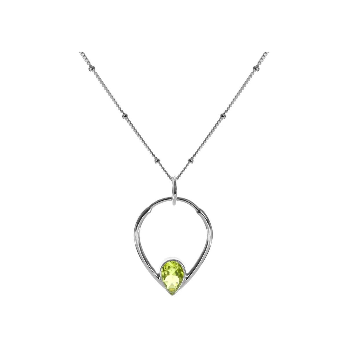 Teardrop Peridot Necklace Solid Sterling Silver 925 Hallmarked British Made