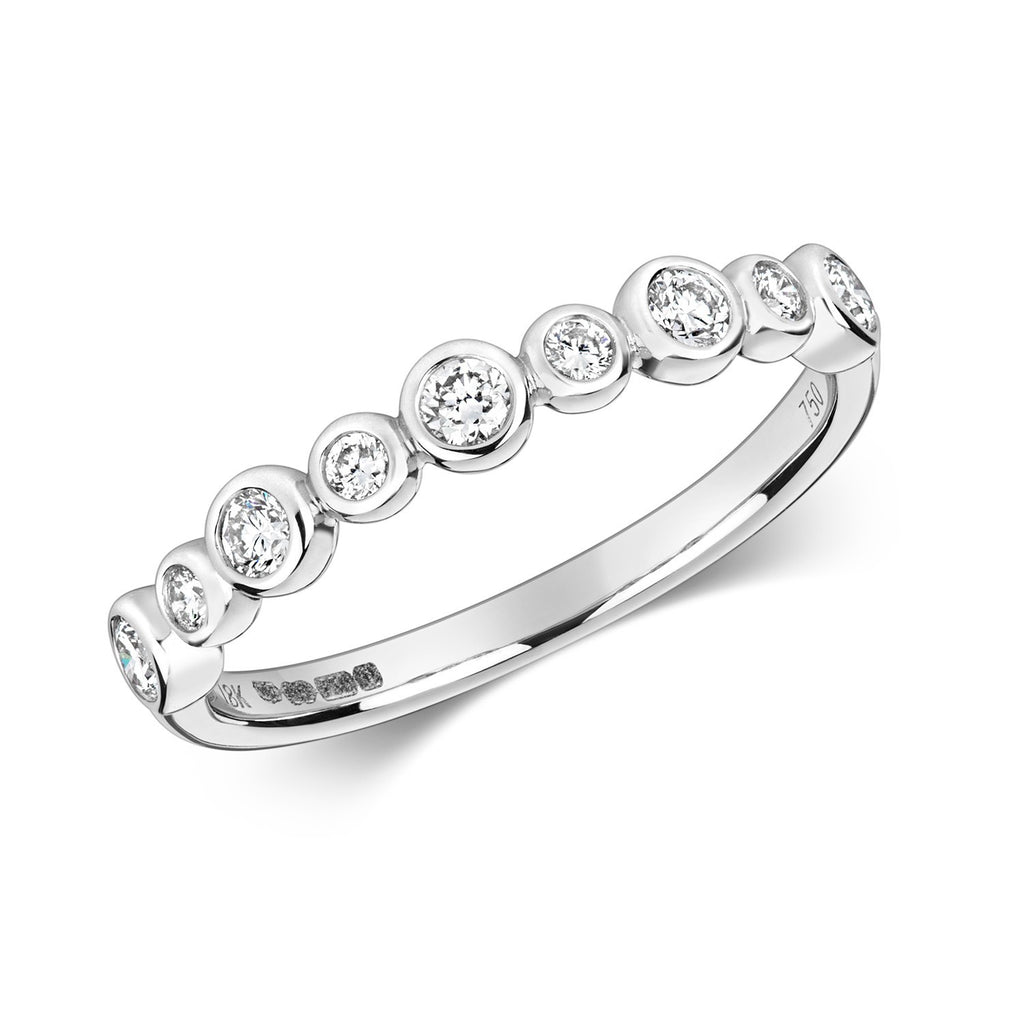 9 Natural Diamond Flush Eternity Ring 18ct White Gold Hallmarked Sizes J - Q