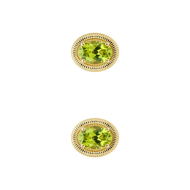 Vintage Oval Peridot Stud Earrings 9ct Yellow Gold 375 Hallmarked British Made