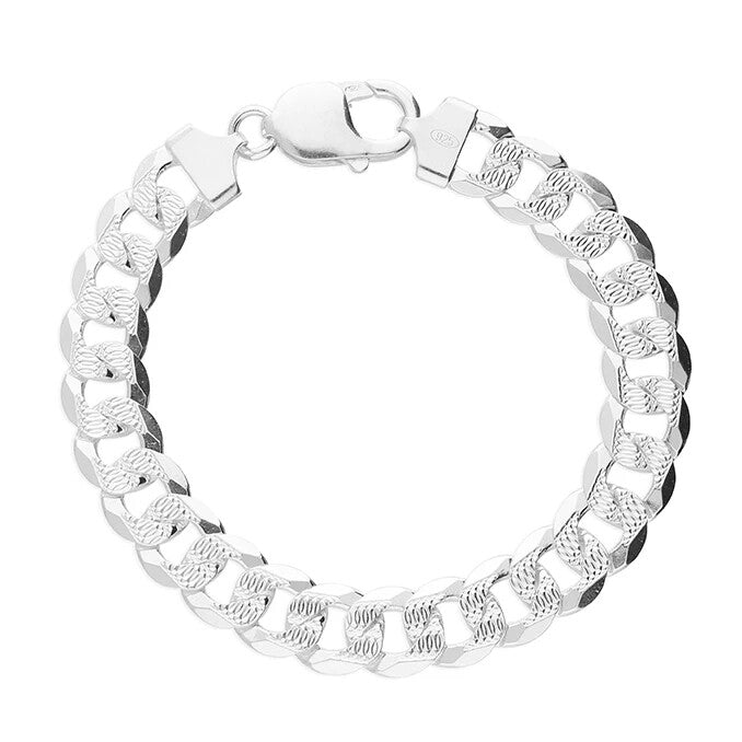 Gents Solid Sterling Silver DC Curb Chain Bracelet British Made 925 Hallmarked