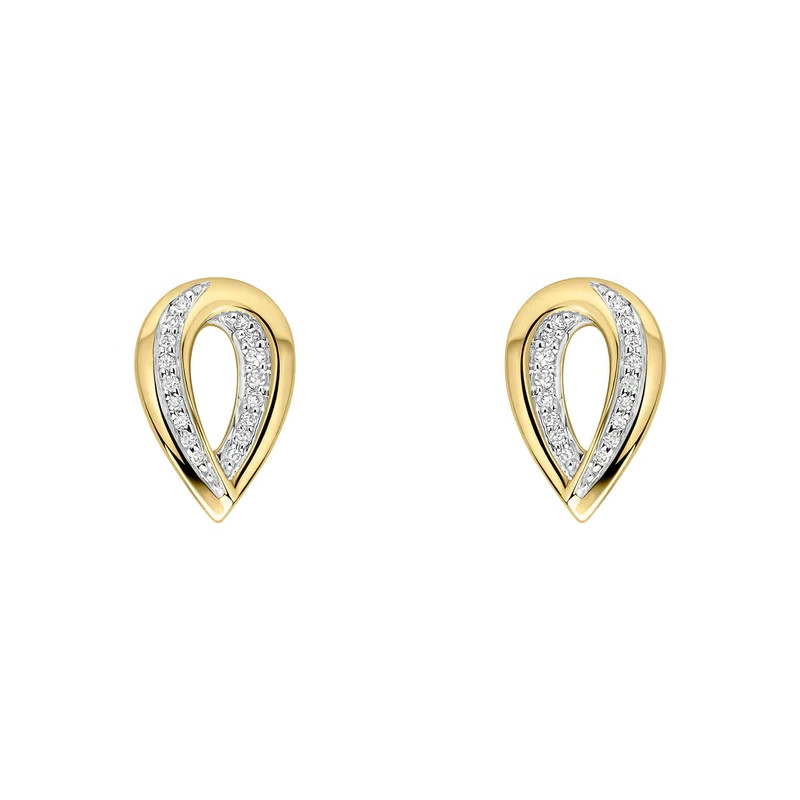 Teardrop Diamond Stud Earrings 9ct Yellow Gold 375 Hallmarked British Made