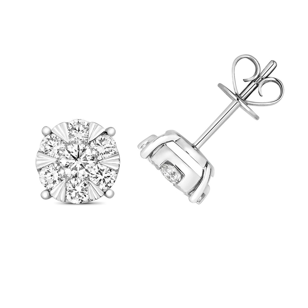 7 Natural Diamond Statement Earrings 18ct White Gold Hallmarked British Made