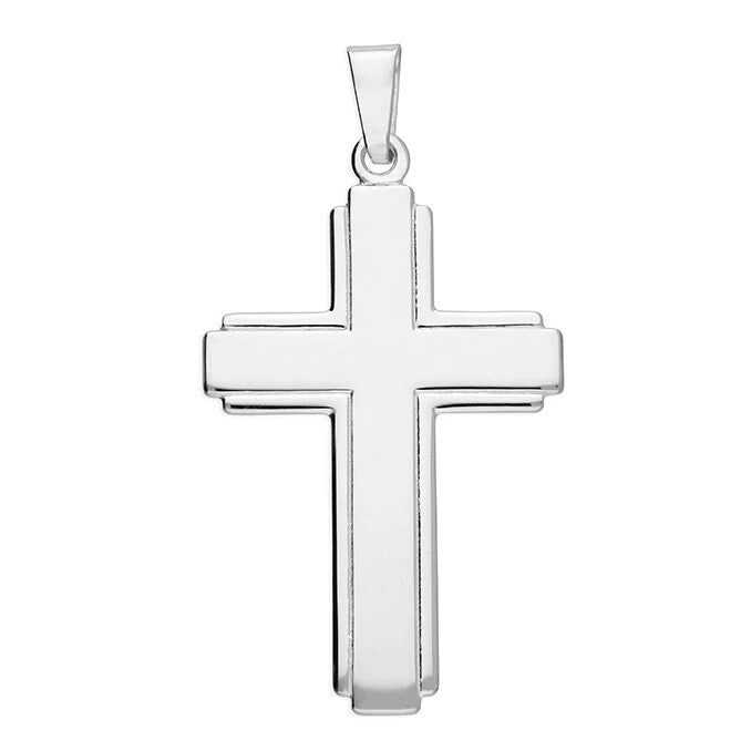 Large Deco Cross Sterling Silver 925 Hallmarked British Made All Chain Lengths