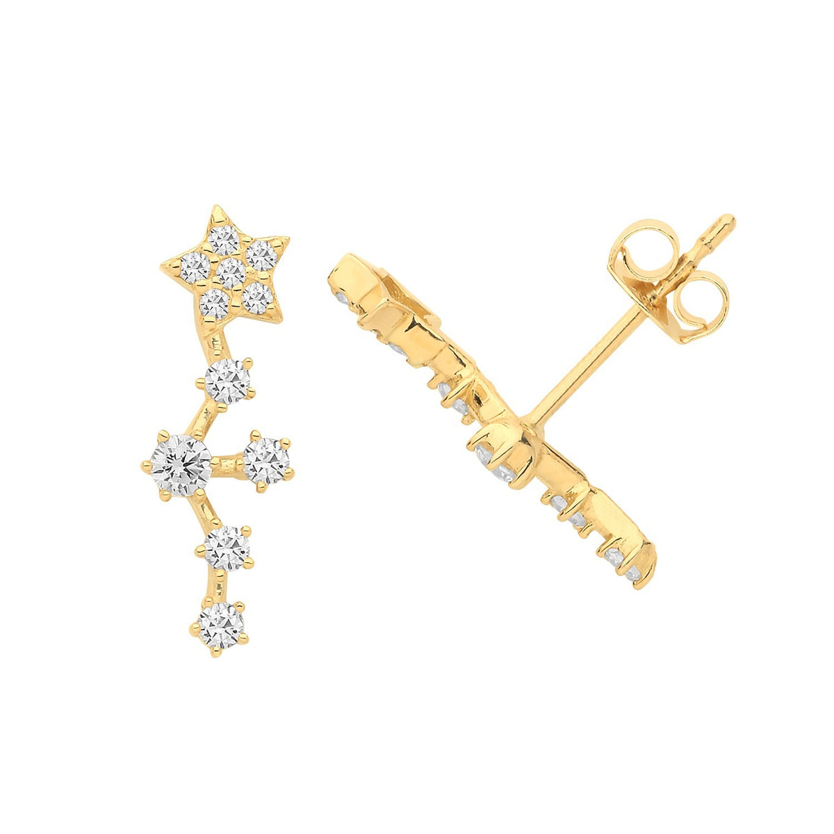 Scatter Star Stud Earrings 9ct Yellow Gold 375 Hallmarked Brand New Boxed