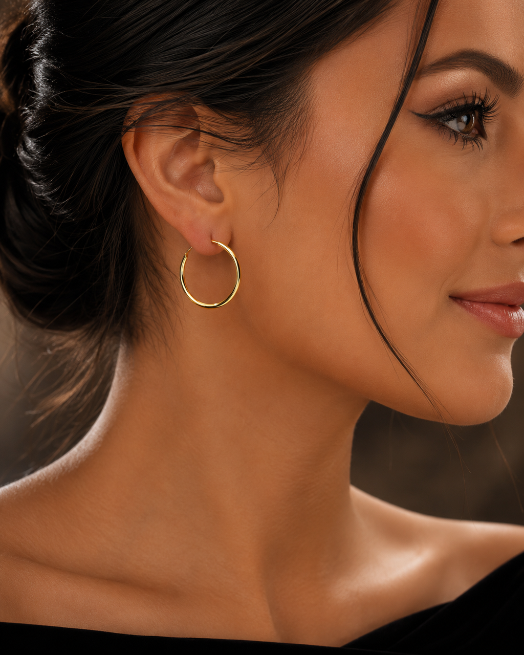 Yellow Gold Hinged Sleeper Earrings 14mm British Made 9 Carat Hoop Creole Hoops