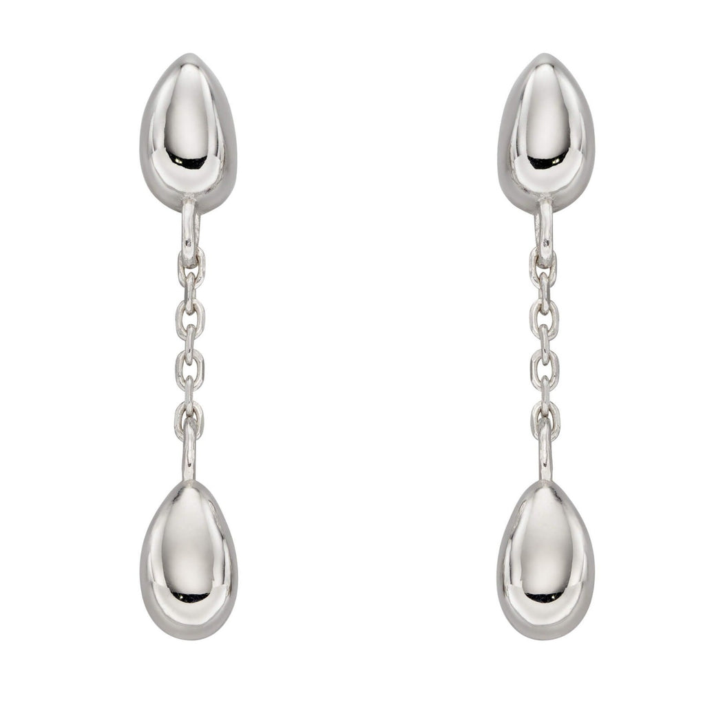 Flower Bud Chain Drop Earrings Sterling Silver 925 Hallmarked Brand New Boxed