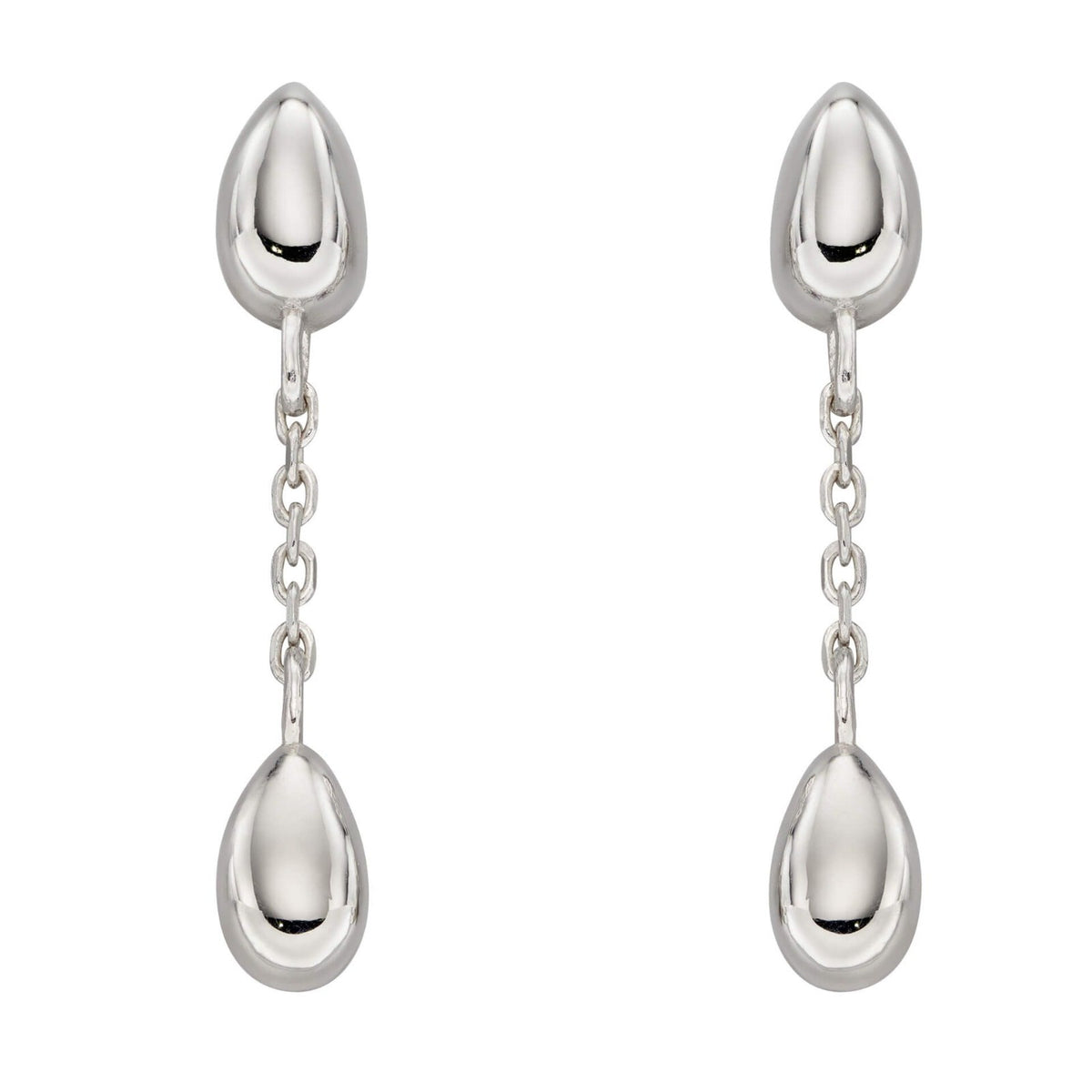 Flower Bud Chain Drop Earrings Sterling Silver 925 Hallmarked Brand New Boxed