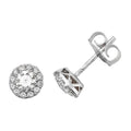 26 Natural Diamond Stud Halo Earrings 18ct White Gold Hallmarked British Made