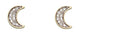 Diamond Moon Stud Earrings 9k Yellow Gold 375 Hallmarked British Made