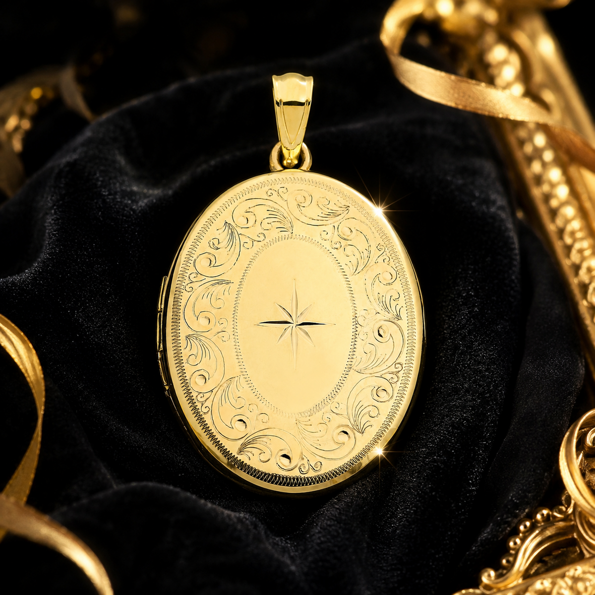 Ornate Scroll 9ct Yellow Gold Locket 375 Hallmarked All Chain Lengths