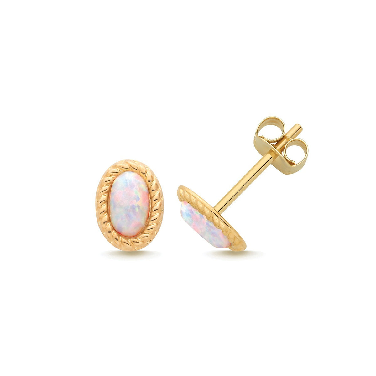 Vintage Halo Opal Stud Earrings 9ct Yellow Gold 375 Hallmarked Brand OpNew Boxed