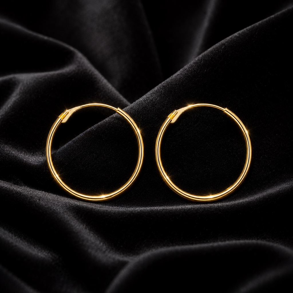 Yellow Gold Hinged Sleeper Earrings 14mm British Made 9 Carat Hoop Creole Hoops