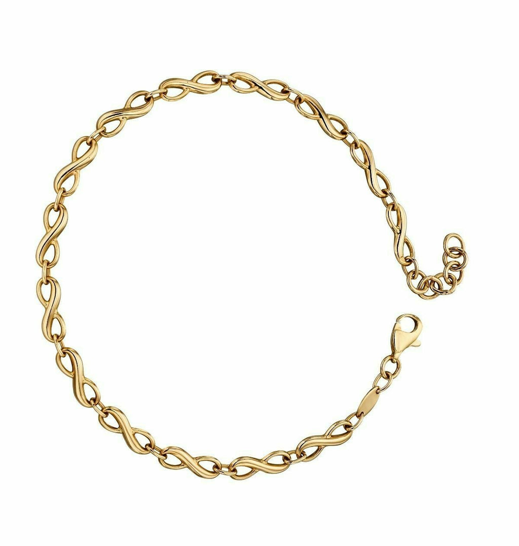 9ct Yellow Gold Infinity Tennis Bracelet (21cm) 375 Hallmarked British Made