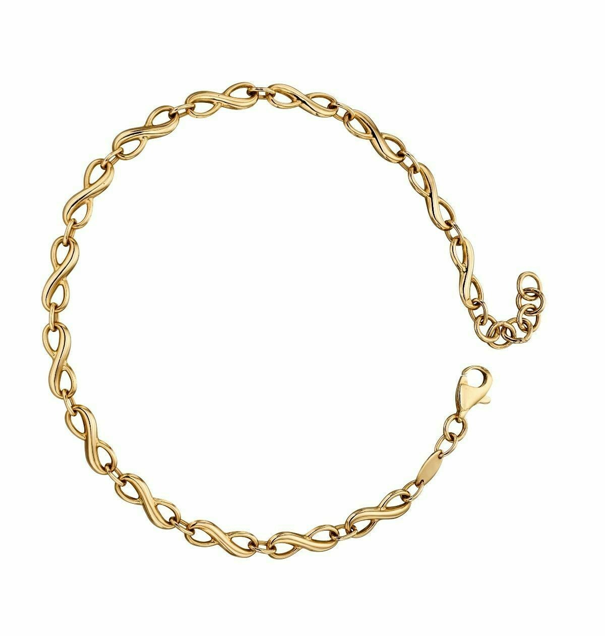 9ct Yellow Gold Infinity Tennis Bracelet (21cm) 375 Hallmarked British Made