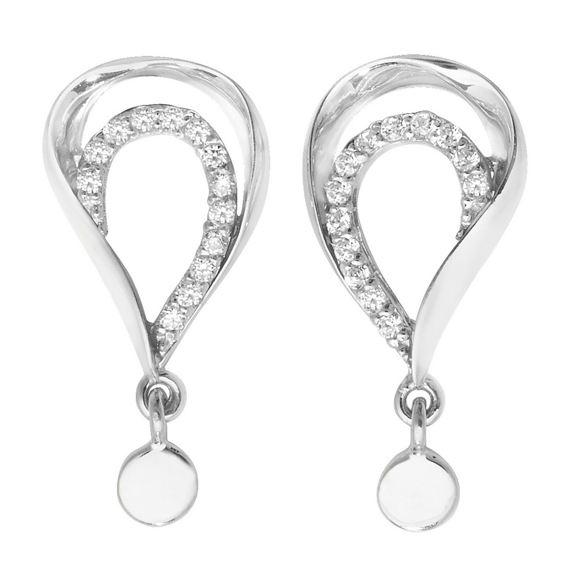 Channel Set Drop Earrings 9ct White Gold 375 Hallmarked Brand New Boxed