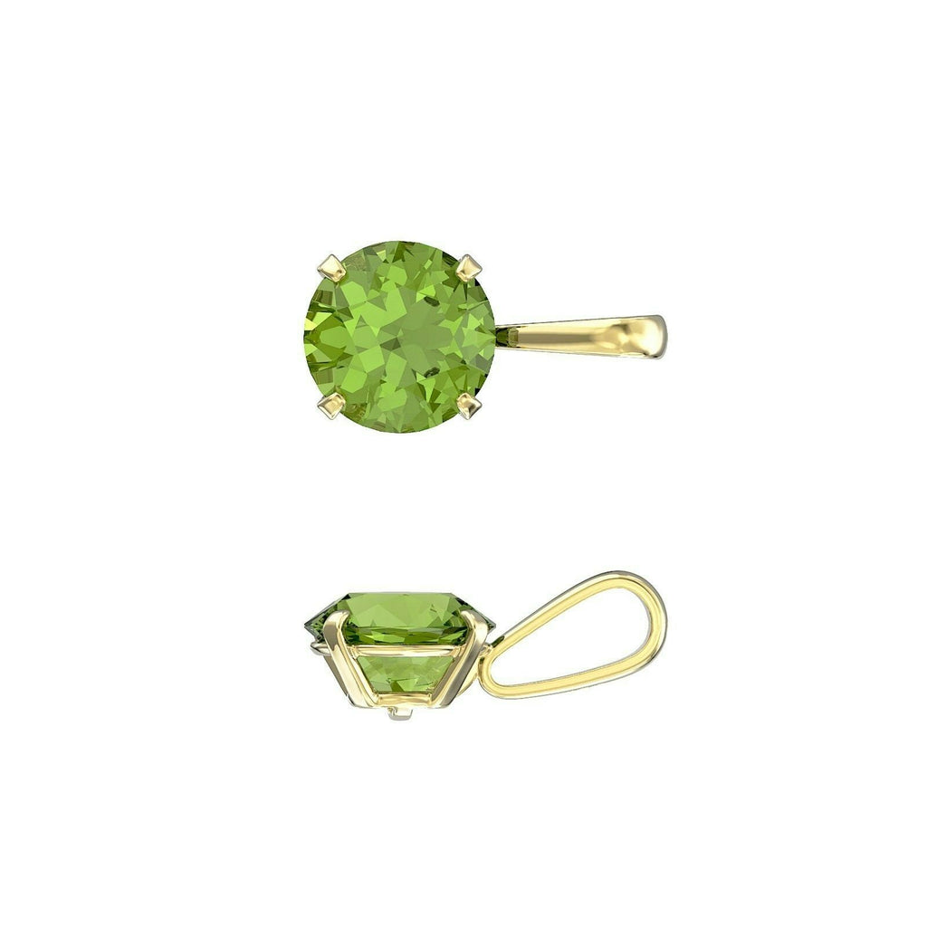 Yellow Gold Peridot Solitaire Pendant Hallmarked British Made All Chain Lengths