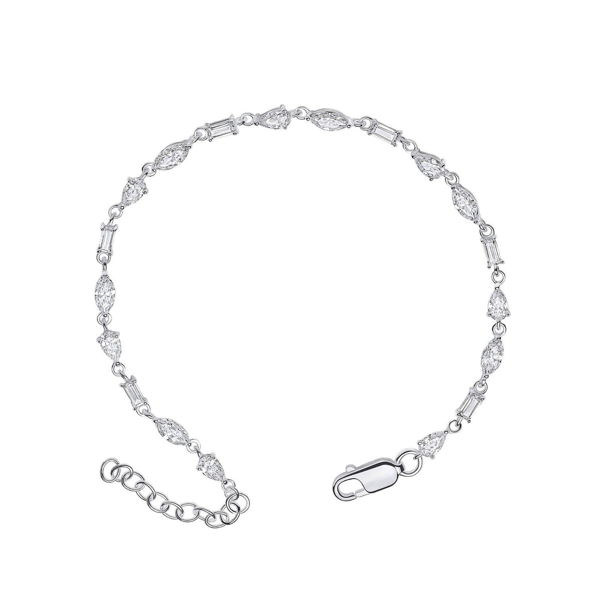 Mixed Stone Tennis Bracelet Sterling Silver 925 Hallmarked Brand New Boxed