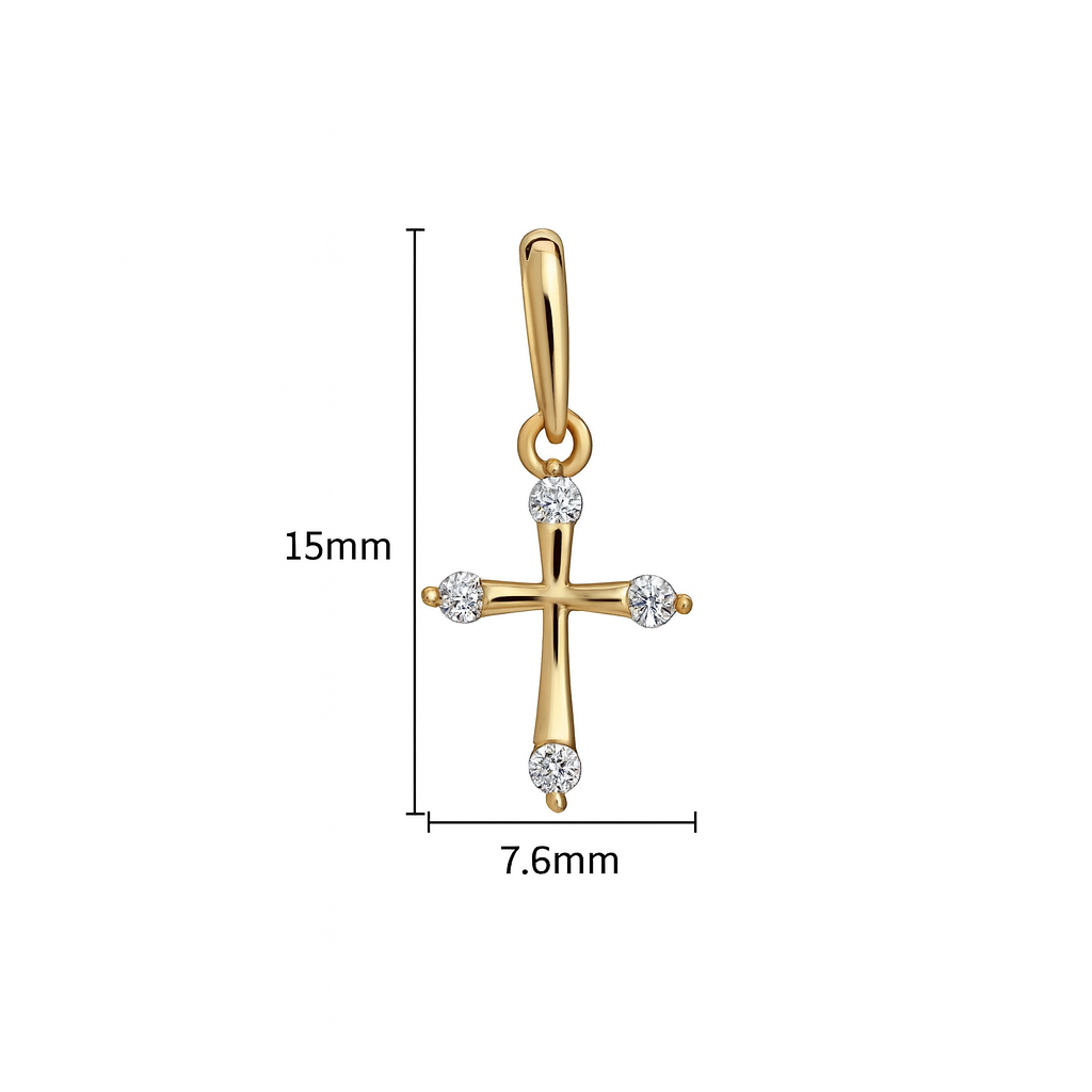 4 Stone Cross 9ct Yellow Gold Pendant 375 Hallmarked All Chain Lengths