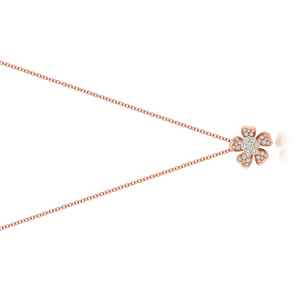 35 Natural Diamond Clover Necklace 18ct Rose Gold Hallmarked British Made