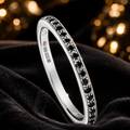 Black Diamond Eternity Ring 9ct White Gold 375 Hallmark Sizes J - Q British Made
