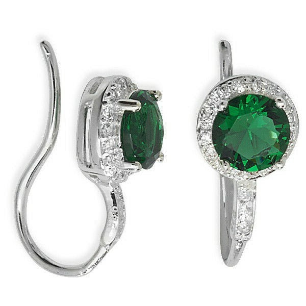 Emerald Drop Earrings Solid Sterling Silver 925 Hallmark Brand New Boxed