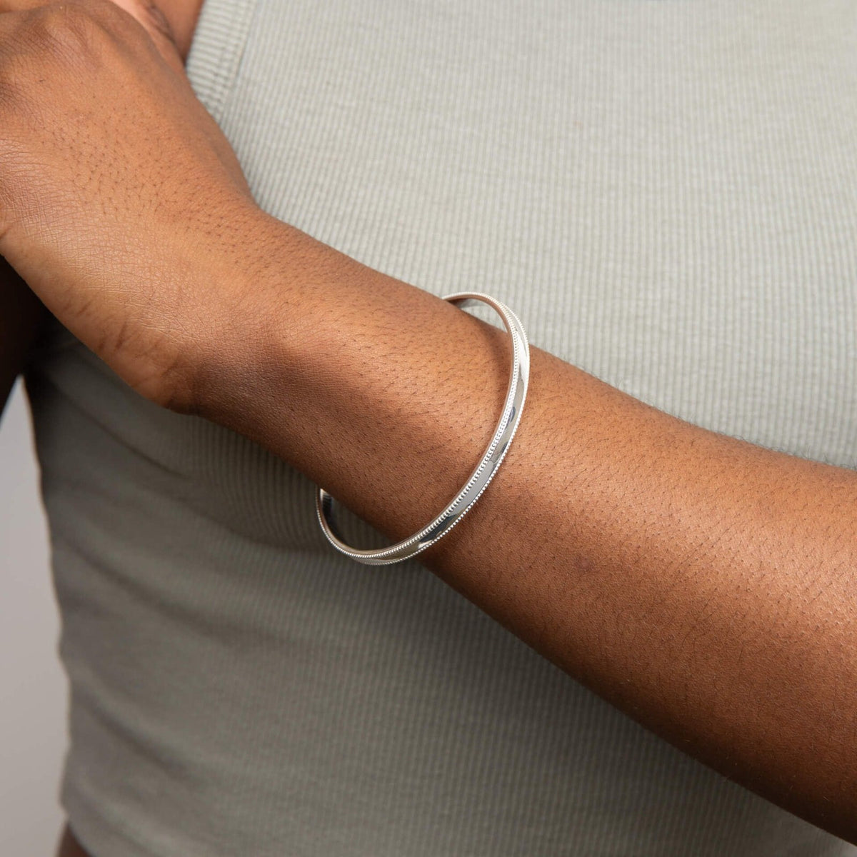 5mm Millegrain Bangle Sterling Silver British Made 925 Hallmark Brand New Boxed