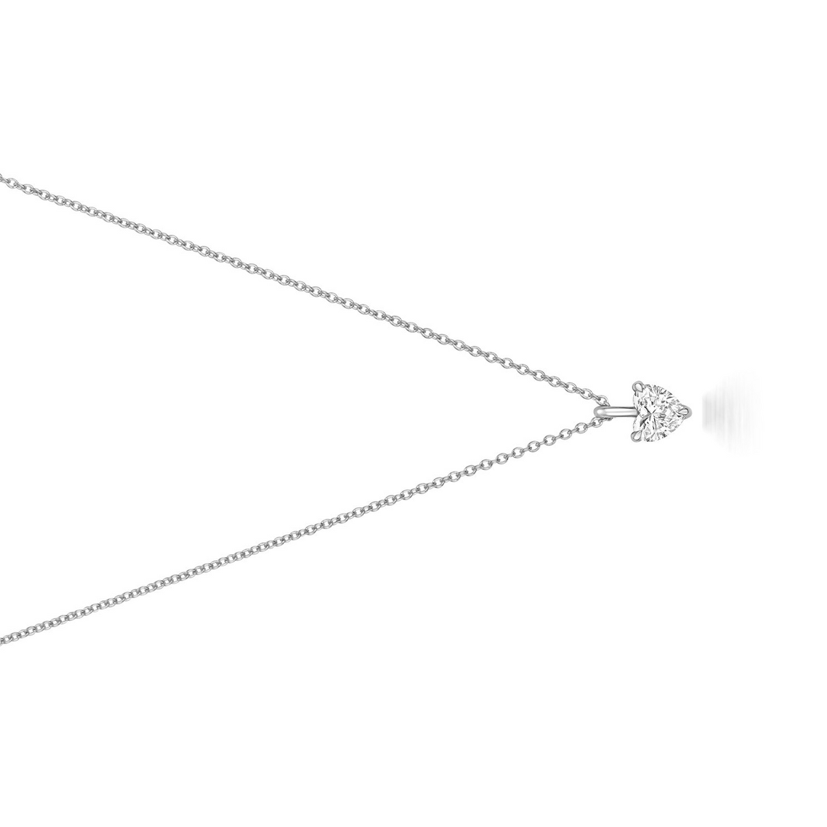 1 Natural Diamond Heart Necklace 18ct White Gold Hallmarked British Made