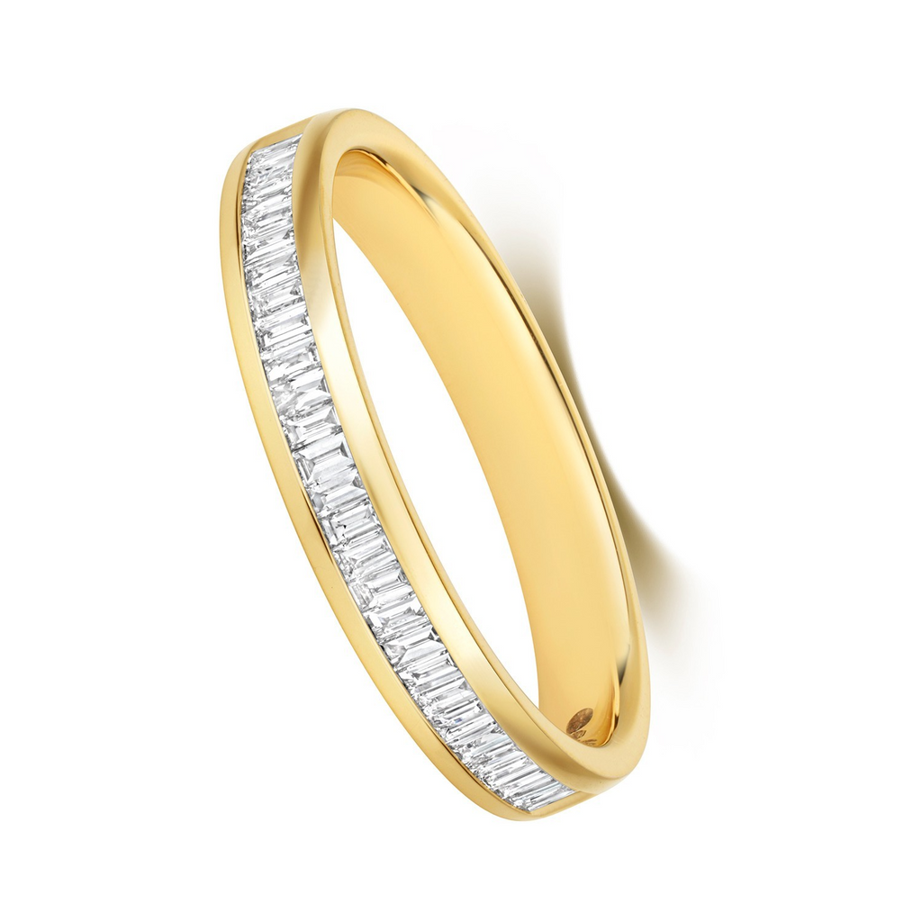 Natural Diamond Baguette Eternity Ring 18ct Yellow Gold Hallmarked Sizes J - Q
