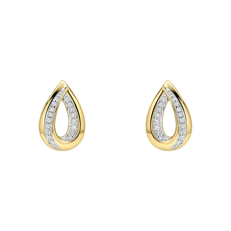 Teardrop Diamond Stud Earrings 9ct Yellow Gold 375 Hallmarked British Made