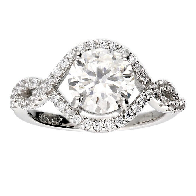 Open Twist Halo Ring Sterling Silver 925 Hallmarked British Made Size L - Q