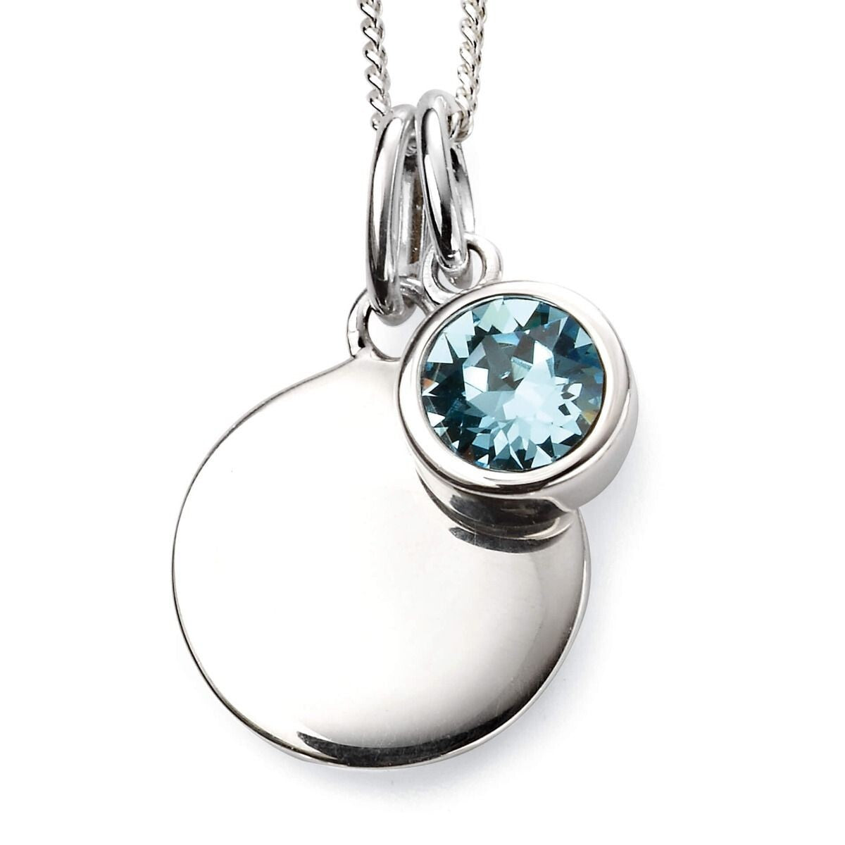 Engravable Solitaire Aquamarine Pendant and Earrings Set Solid Sterling Silver
