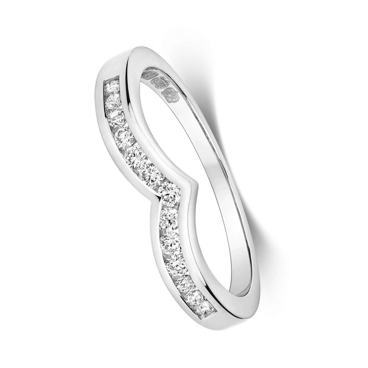 13 Natural Diamond Wishbone Ring 18ct White Gold Hallmarked Sizes J - Q