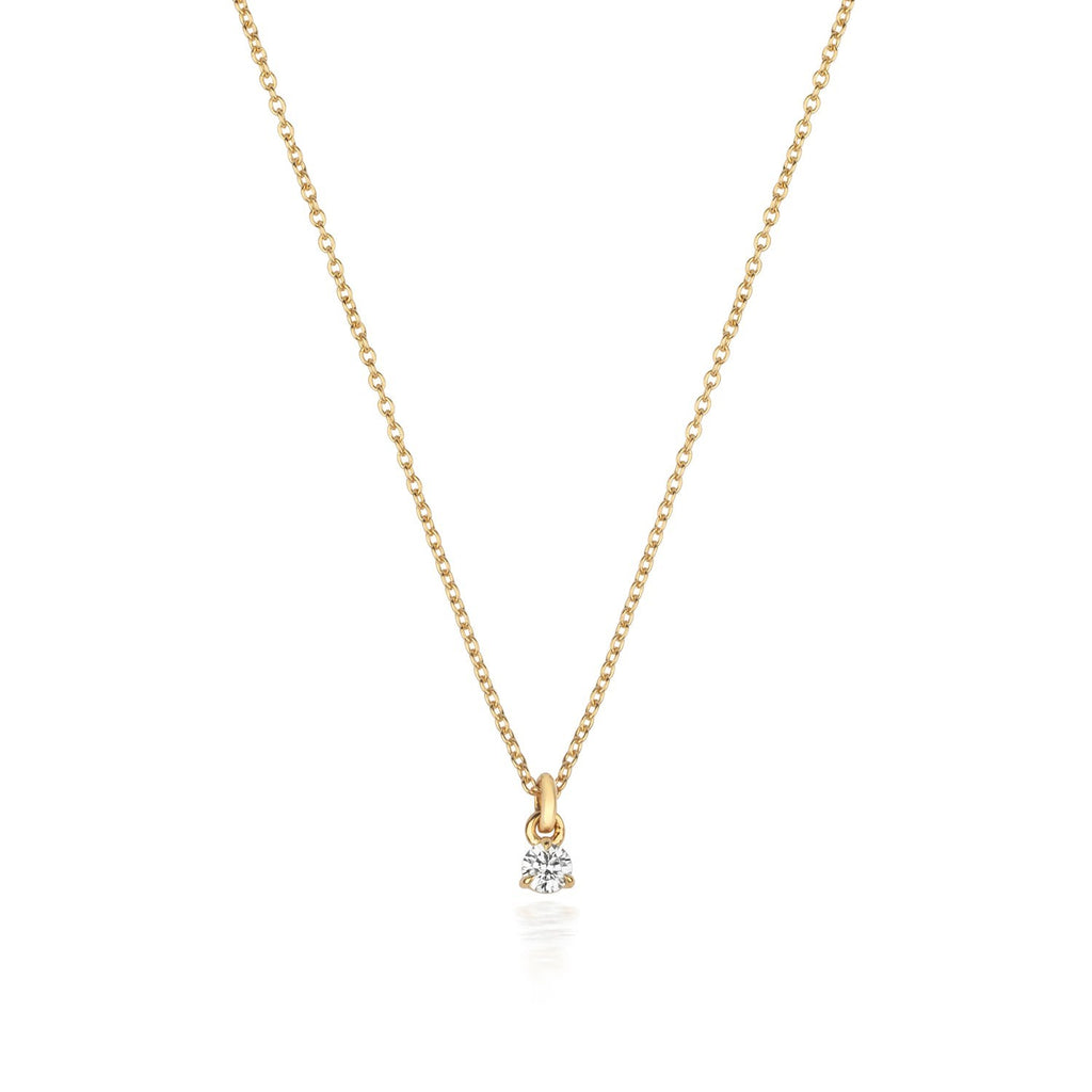 1 Natural Diamond Solitaire Necklace 18ct Yellow Gold Hallmarked British Made
