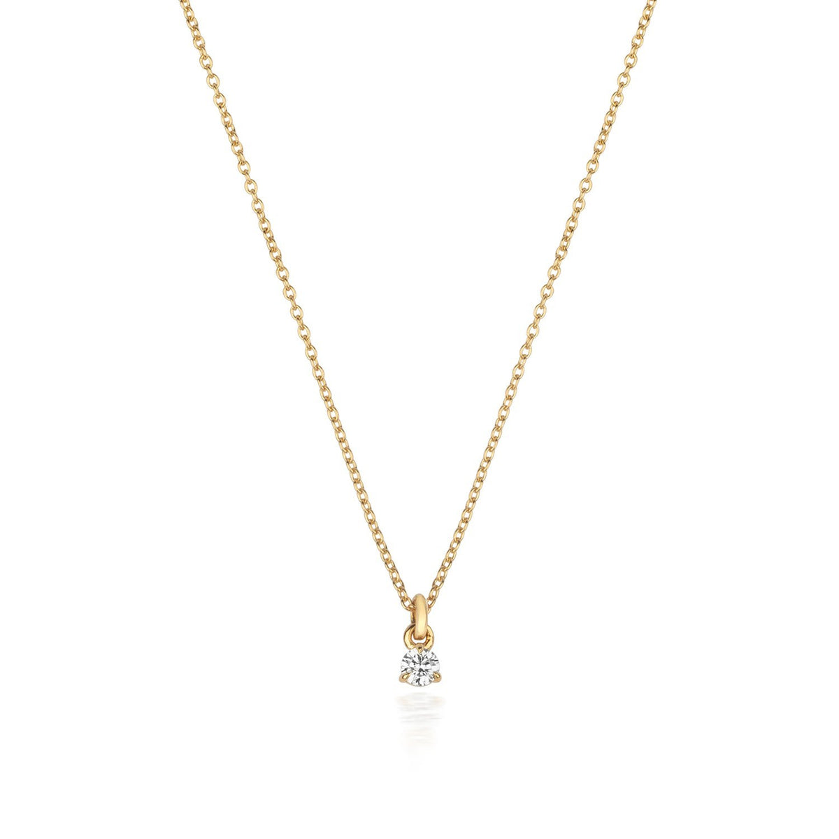 1 Natural Diamond Solitaire Necklace 18ct Yellow Gold Hallmarked British Made