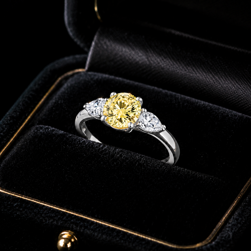Round Citrine Ring Sterling Silver 925 Hallmarked Sizes I - P British Made