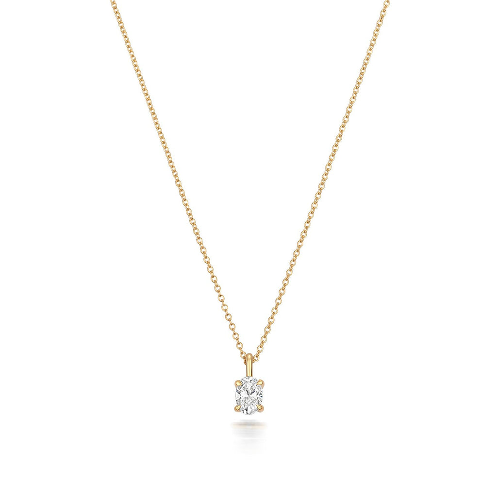 1 Natural Diamond Oval Cut Necklace 18ct Yelllow Gold Hallmarked British Made