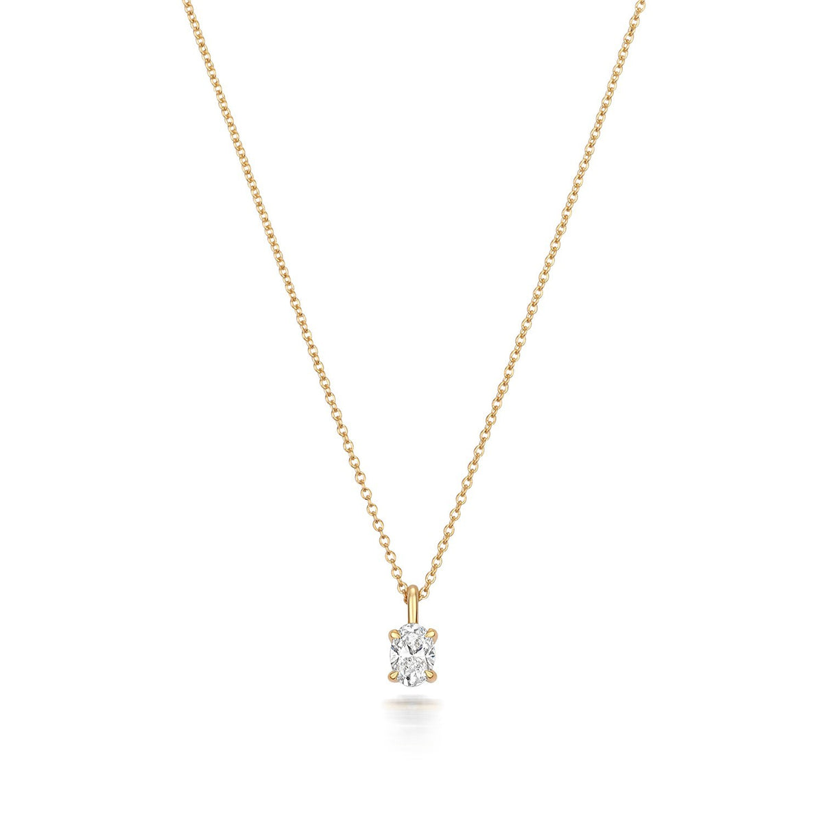 1 Natural Diamond Oval Cut Necklace 18ct Yelllow Gold Hallmarked British Made