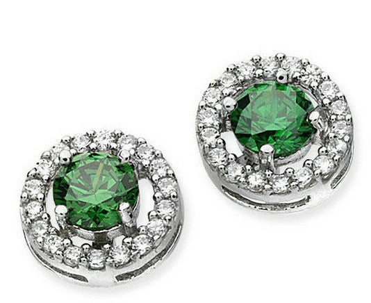 Emerald Gemstone Earrings Solid Sterling Silver 925 Hallmark Brand New Boxed