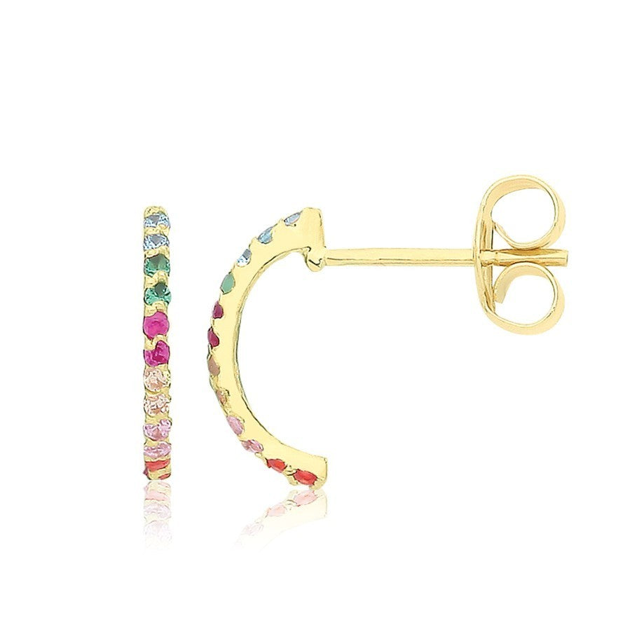12 Multi Gemstone Hoop Earrings 9ct Yellow Gold 375 Hallmarked Brand New