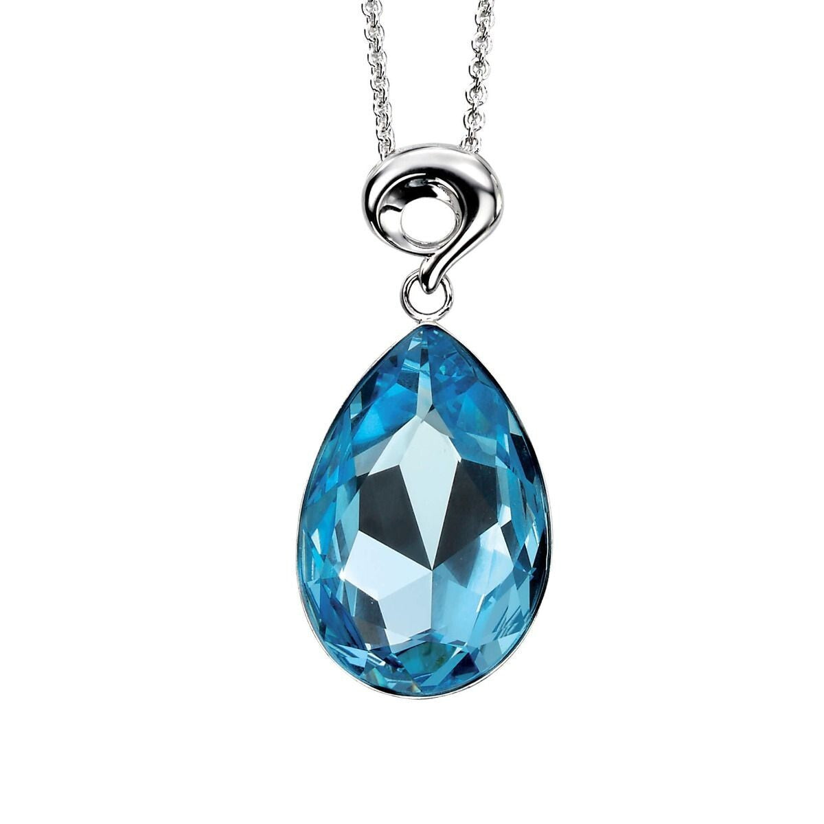 Large Teardrop Aquamarine Pendant Sterling Silver 925 Hallmark All Chain Lengths