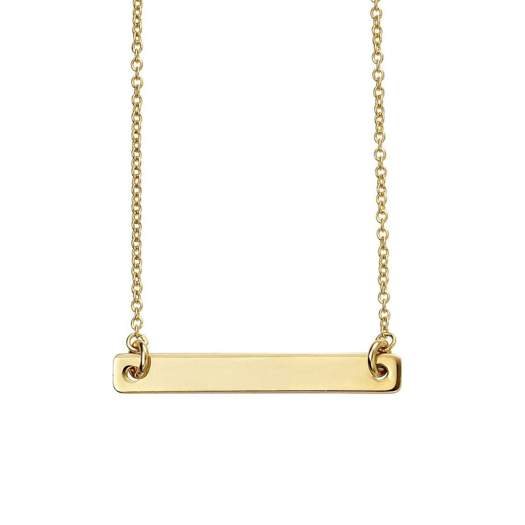Engravable Bar Pendant 9ct Yellow Gold Plated Hallmarked All Chain Lengths
