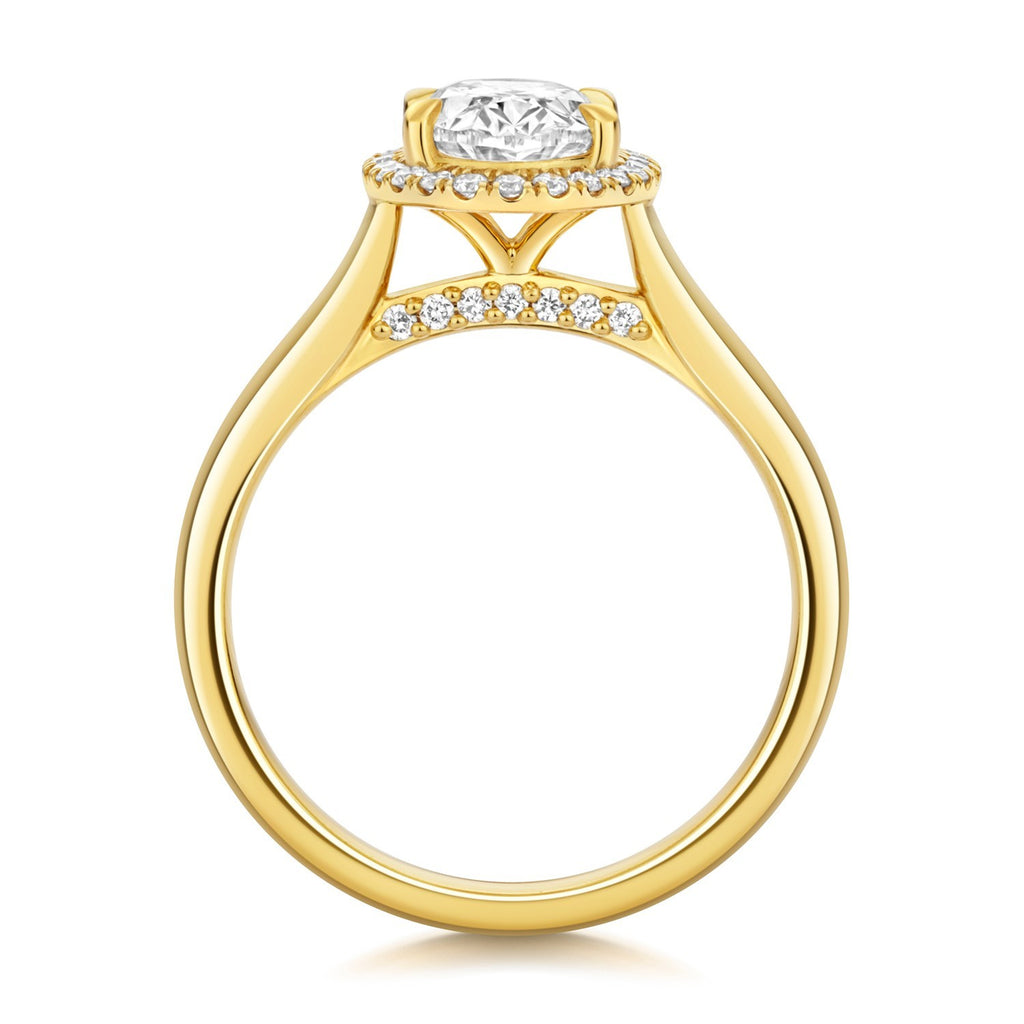 Oval Lab-Created Diamond Engagement Ring 18ct Yellow Gold Hallmarked Sizes J - Q
