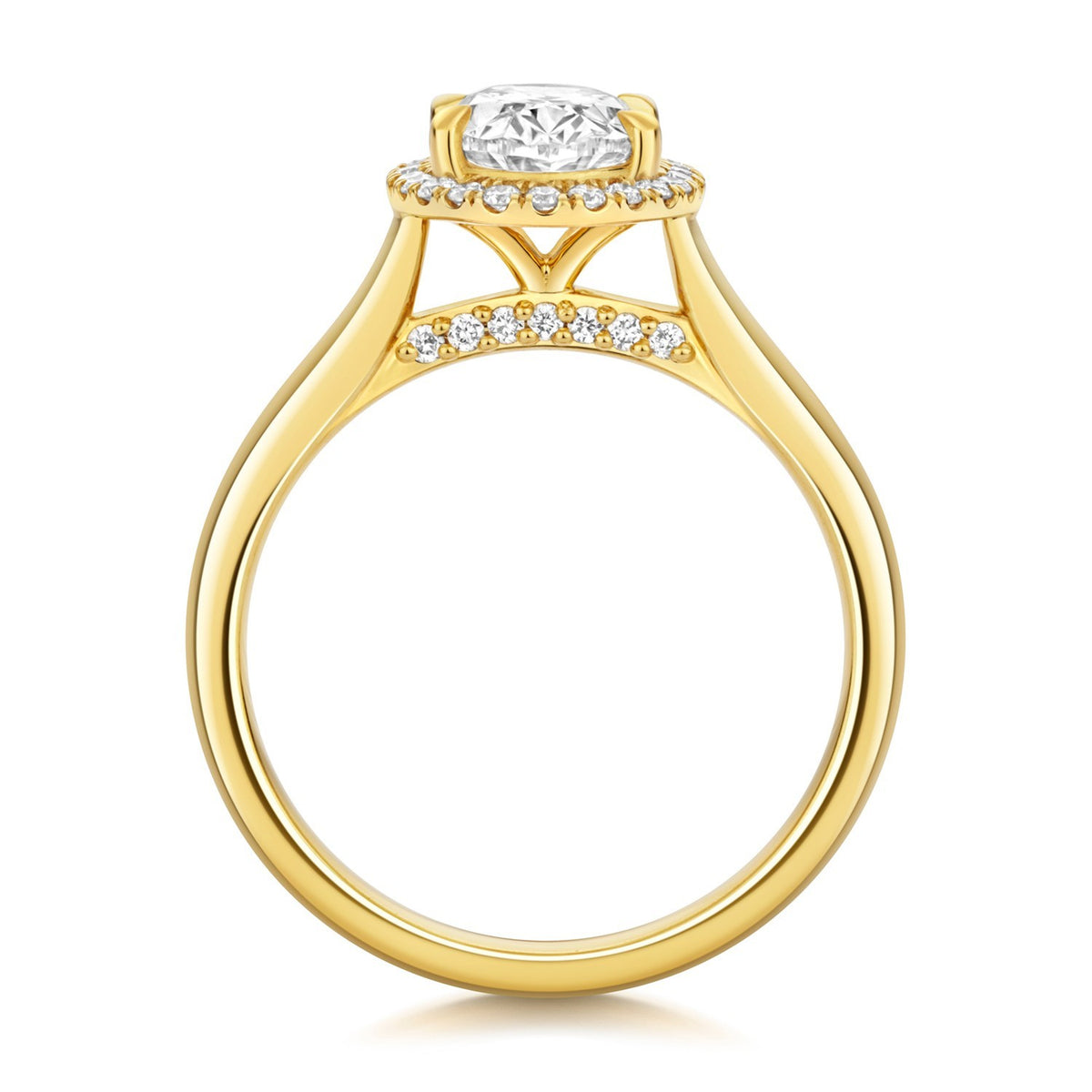 Oval Lab-Created Diamond Engagement Ring 18ct Yellow Gold Hallmarked Sizes J - Q