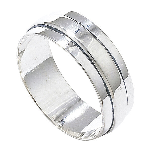 Men's Sterling Silver Wedding Band Grooved Ring Gents 925 Hallmark Sizes R - Z
