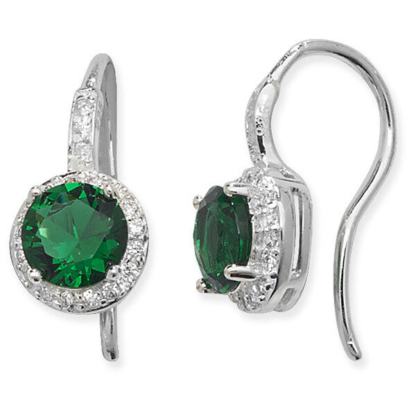 Emerald Drop Earrings Solid Sterling Silver 925 Hallmark Brand New Boxed